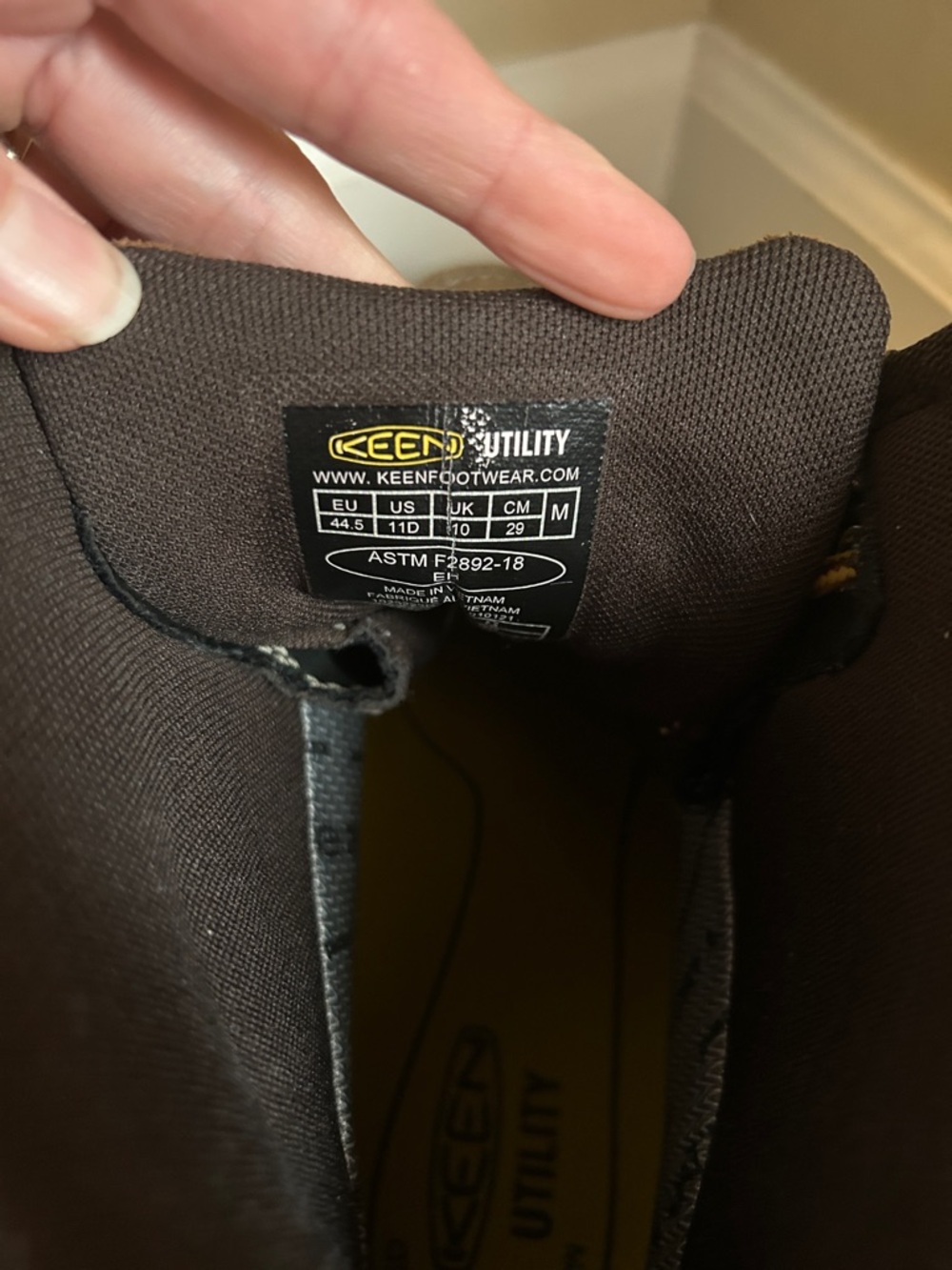 KEEN Brown Leather Work Boots with Yellow Laces - Picture 2 of 3